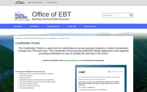 Cardholder Portal - WV Office of EBT Banking Services - WV.gov