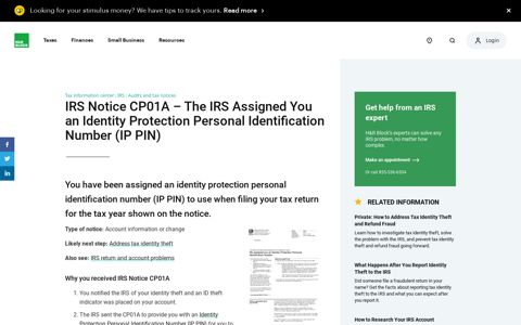 IRS Notice CP01A - The IRS Assigned You an Identity ...