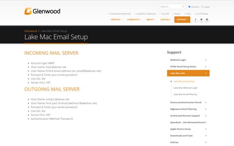Lake Mac Email Setup | Glenwood