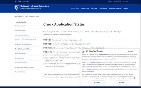 Check Application Status | Undergraduate Admissions