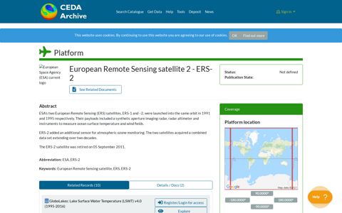 Platform Record: European Remote Sensing satellite 2 - ERS-2