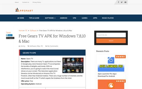 Free Gears TV APK for Windows 7,8,10 & Mac - AppsPart
