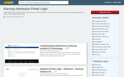 Karunya Admission Portal Login - Loginii.com