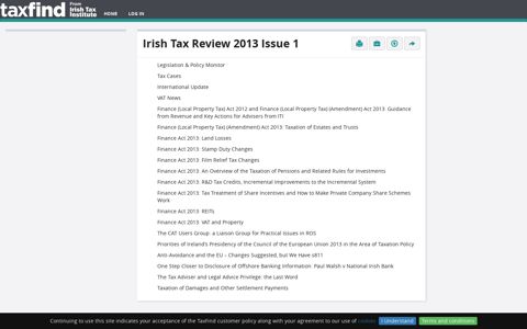 Irish Tax Institute - TaxFind: Irish Tax Review 2013 Issue 1