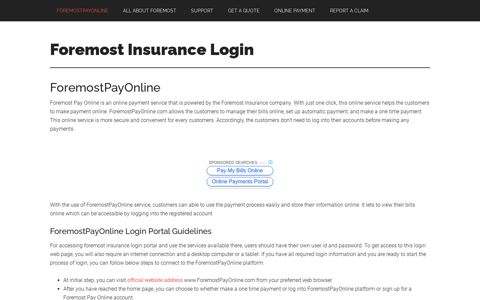 ForemostPayOnline - Foremost Insurance Login