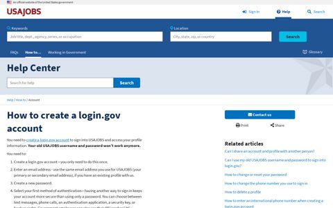 How to create a login.gov account - USAJOBS Help Center