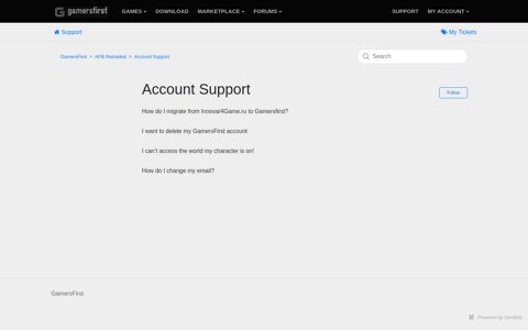 Account Support – GamersFirst