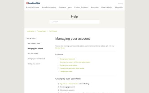 Managing your account – LendingClub