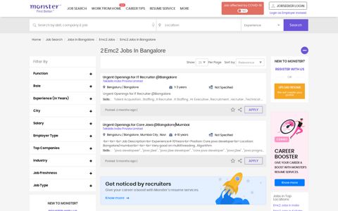 Emc2 Jobs in Bangalore (Dec 2020) - Salary, Eligibility ...