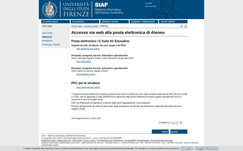 Webmail | Accesso rapido | SIAF - Sistema Informatico ... - UniFI