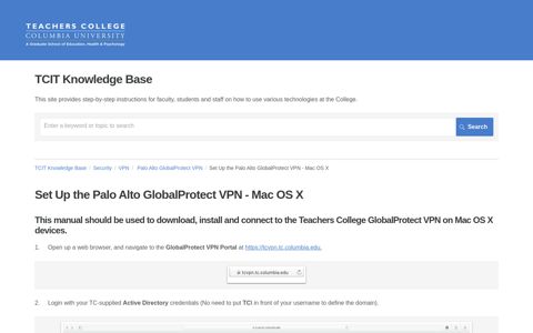 Set Up the Palo Alto GlobalProtect VPN - Mac OS X | VPN ...