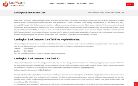 Lendingkart Bank customer support numbers & Email Address