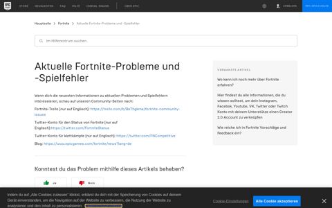 Aktuelle Fortnite-Probleme und -Spielfehler - Fortnite-Support