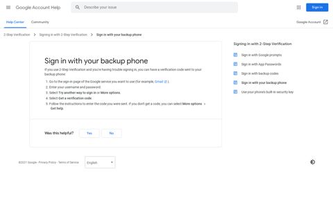 Sign in with your backup phone - Google Account Help