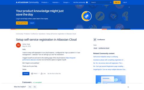 Solved: Setup self-service registration in Atlassian Cloud
