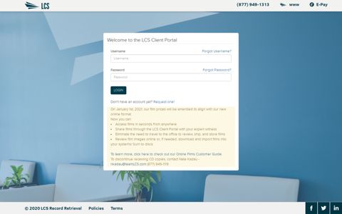 LCS Record Retrieval: Customer Portal - Legal Copy Services