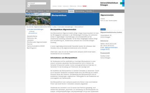 Blockpraktikum - Allgemeinmedizinisches Institut