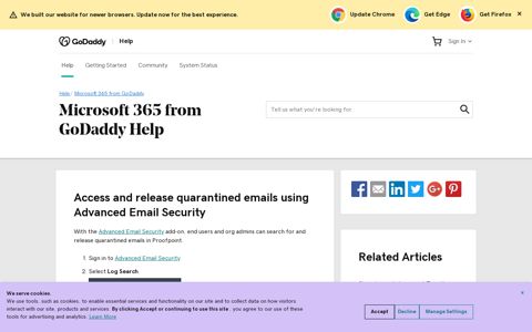 Access and release quarantined emails using ... - GoDaddy