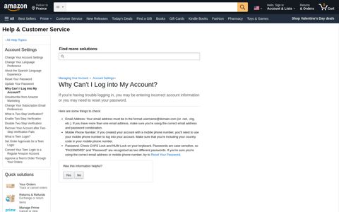 Amazon.com Help: Why Can't I Log into My Account?