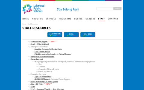 Staff Resources | Lakehead Public Schools