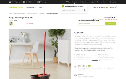 Ezzy Clean Magic Mop Set | Black | Plastic - HomeCentre.com