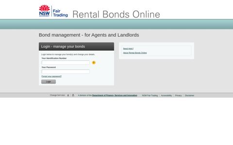 Agent Login Page - Rental Bonds Online