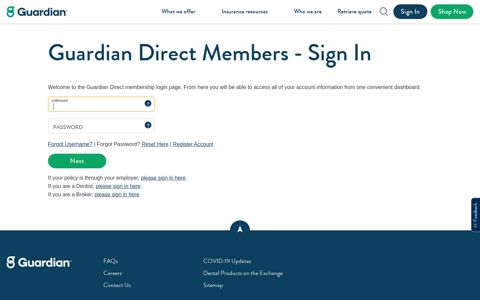 Sign In | Guardian Direct