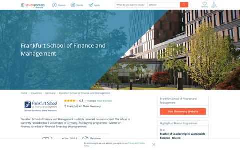 Frankfurt School of Finance and Management - Masters Portal