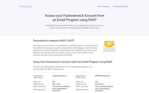 How to access your Fastwebnet.it email account using IMAP