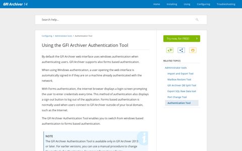 Using the GFI Archiver Authentication Tool - GFI Software