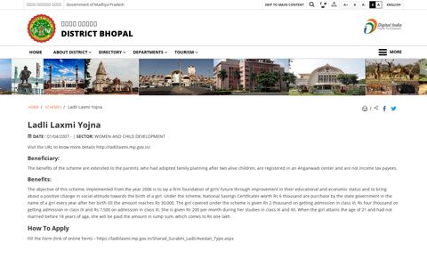 Ladli Laxmi Yojna | District Bhopal, Government of Madhya ...
