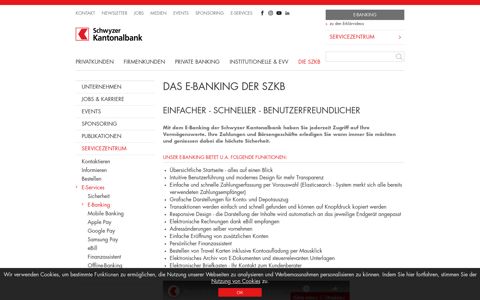 Internet-Banking der SZKB - Schwyzer Kantonalbank