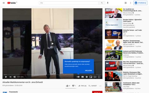 Aktueller Marktkommentar von Dr. Jens Ehrhardt - YouTube