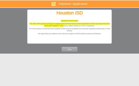 Houston ISD - Volunteer Registration