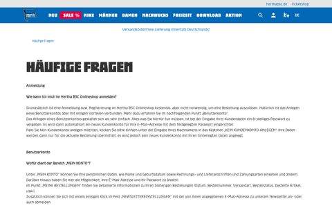 Häufige Fragen | Hertha BSC - Offizieller Online-Shop