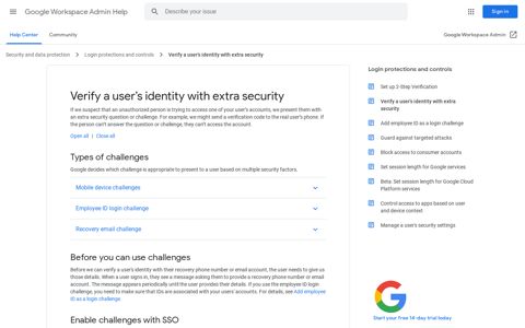 Verify a user's identity with extra security - Google Workspace ...