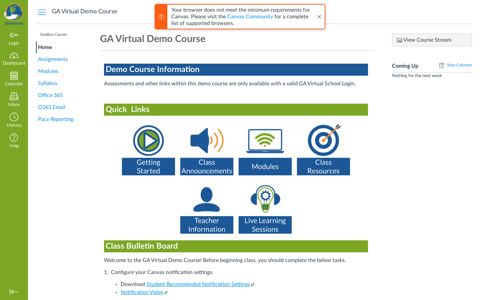 GA Virtual Demo Course - My Dashboard