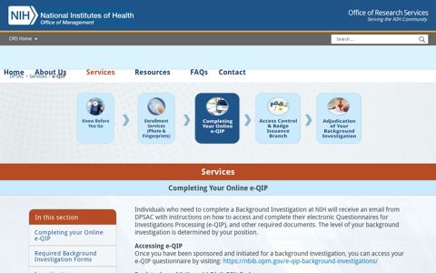 Completing Your Online e-QIP - ORS, NIH
