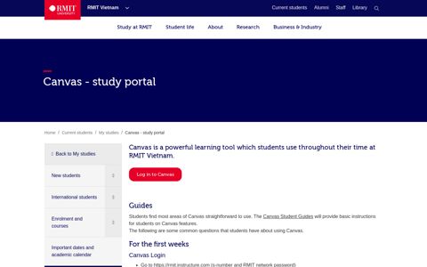 Canvas - study portal - RMIT University - RMIT Vietnam