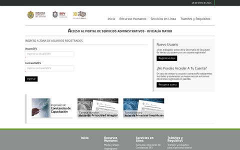 Acceso Usuarios Registrados - Oficialía Mayor - Portal de ...