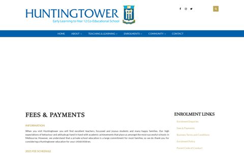 Fees & Payments - Huntingtower School