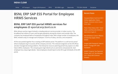BSNL ERP SAP ESS Portal HRMS Login at eportal.erp.bsnl ...