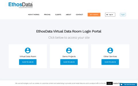 EthosData Virtual Data Room Login Portal