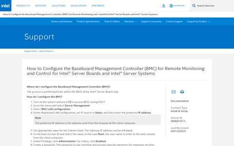 How to Configure the Baseboard Management ... - Intel