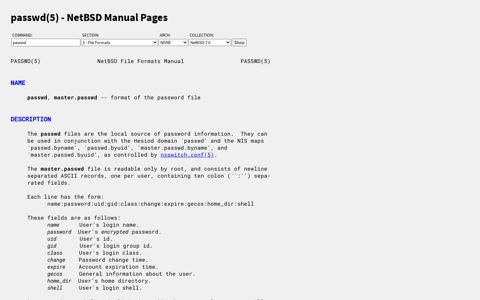passwd(5) - NetBSD Manual Pages