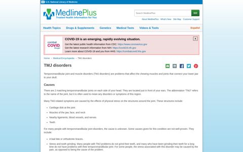 TMJ disorders: MedlinePlus Medical Encyclopedia