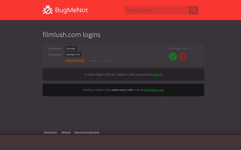 filmlush.com logins - BugMeNot