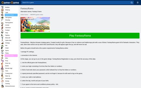 FantasyRama online registration. Play the game online ...