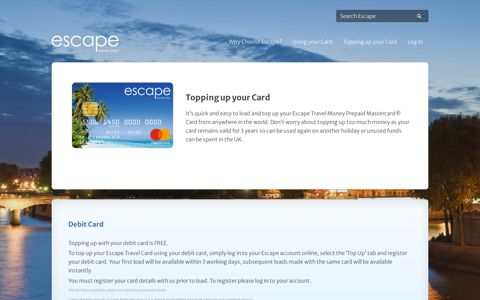 Topping up your Card | Escape Travel Card