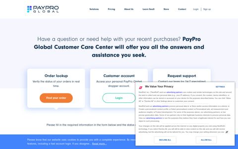 Find your PayPro Global order
